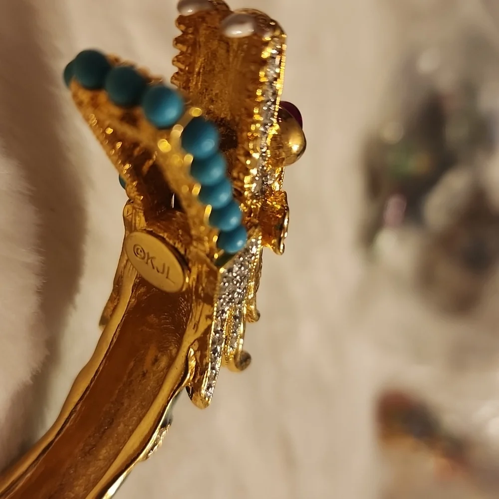 Rare KENNETH JAY LANE Green Dragon Bracelet - Picture 7 of 12